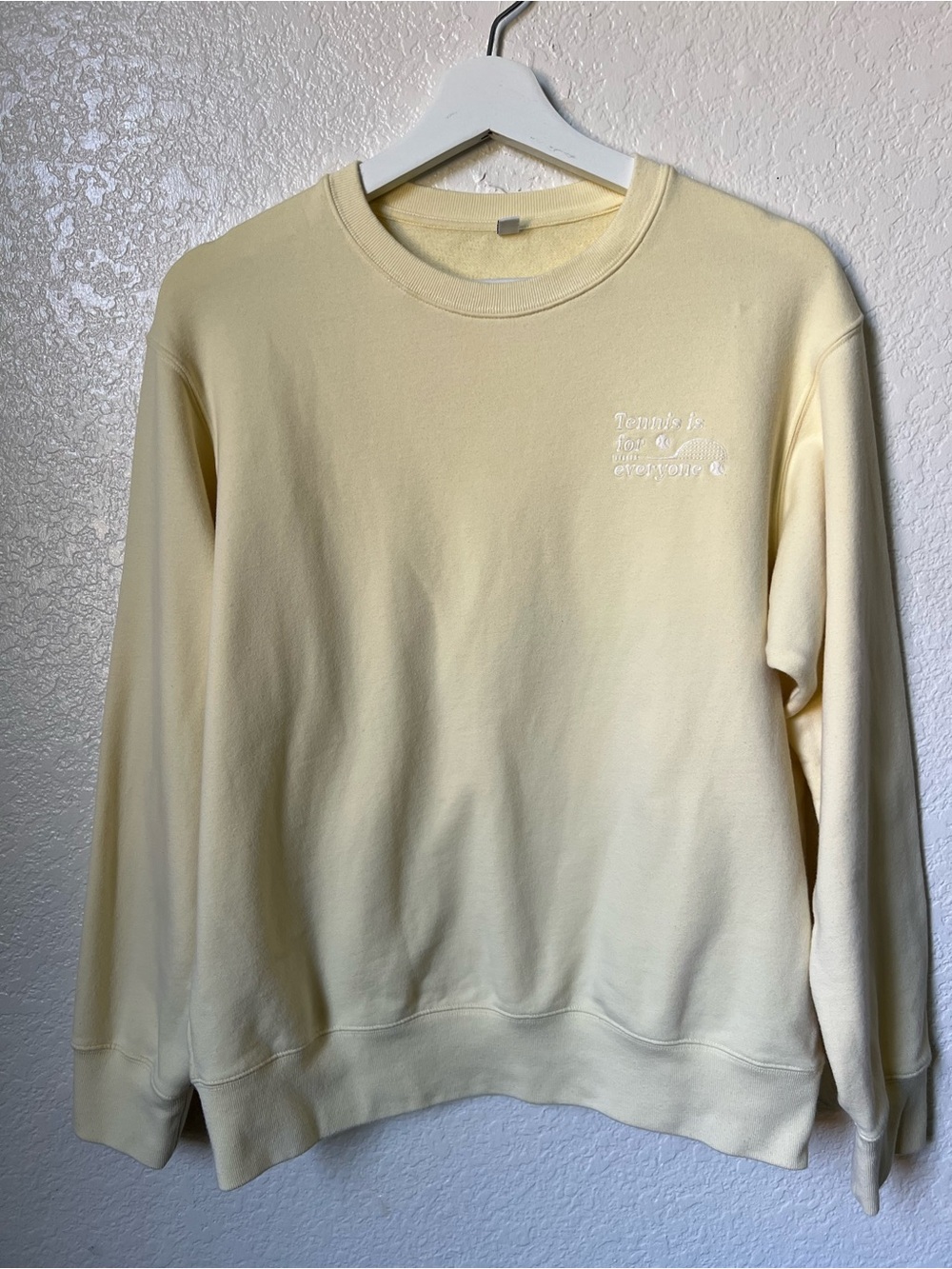 Uniqlo 'Tennis is for Everyone' Pastel Yellow Embroidered Sweatshirt